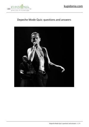 Depeche Mode Quiz: Questions and Answers