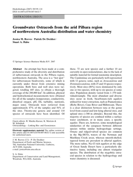 Groundwater Ostracods from the Arid Pilbara Region of Northwestern Australia: Distribution and Water Chemistry
