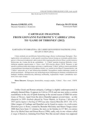 Carthage Imagined. from Giovanni Pastroneâ•Žs Cabiria