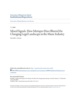 Mixed Signals: How Mixtapes Have Blurred the Changing Legal Landscape in the Music Industry Meredith L