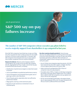 S&P 500 Say-On-Pay Failures Increase