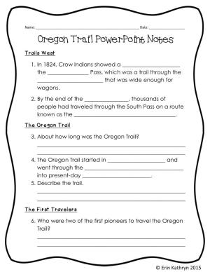 Oregon Trail Powerpoint Notes