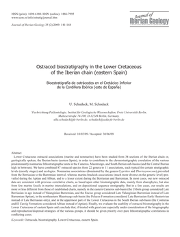 Ostracod Biostratigraphy in the Lower Cretaceous of the Iberian Chain (Eastern Spain)
