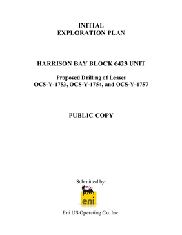 Initial Exploration Plan Harrison Bay Block 6423