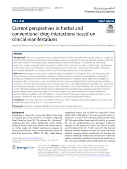 Current Perspectives in Herbal and Conventional Drug Interactions