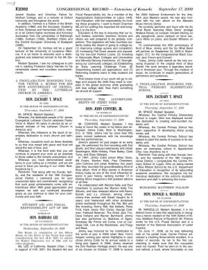 CONGRESSIONAL RECORD — Extensions of Remarks September 17, 2009 Jewish Studies and Emeritus Fellow for Fiscal Responsibility Act