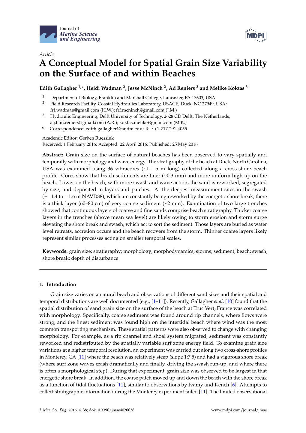 A Conceptual Model for Spatial Grain Size Variability on the Surface of and Within Beaches