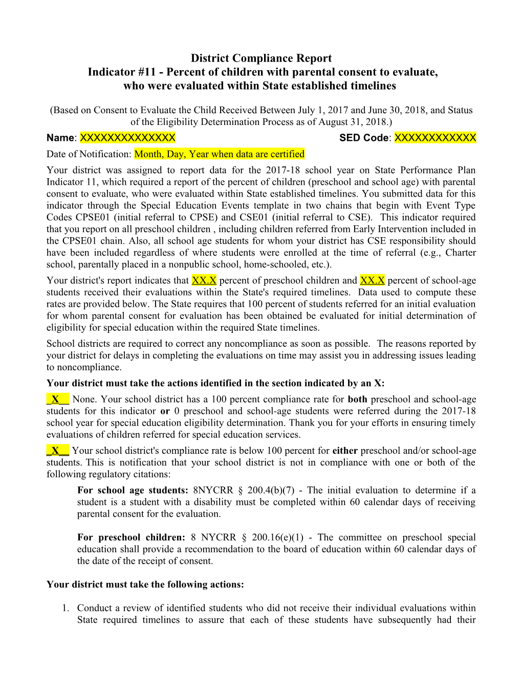 Provide an Html and Printable Version of District Compliance Report