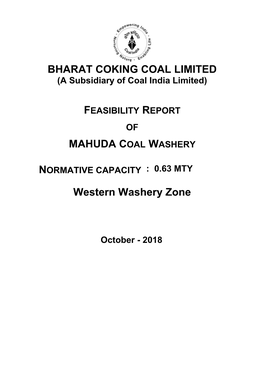 Bharat Coking Coal Limited Mahuda Coal Washery