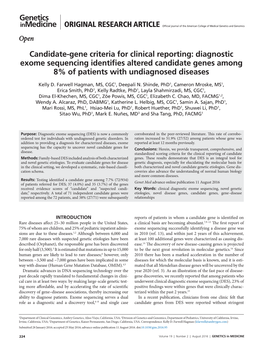 Candidate-Gene Criteria for Clinical Reporting: Diagnostic Exome Sequencing Identifies Altered Candidate Genes Among 8% of Patients with Undiagnosed Diseases