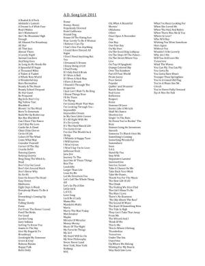 Song List 2011