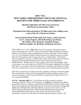 Doc Nyc, New York's Premier Documentary Festival