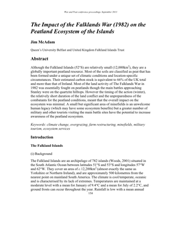 The Impact of the Falklands War (1982) on the Peatland Ecosystem of the Islands