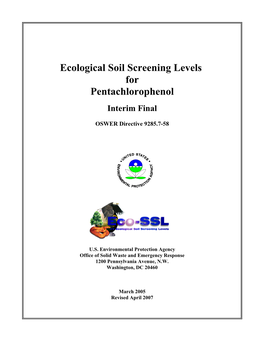 C:\Eco-Ssls\Contaminant Specific Documents\Pentachlorophenol