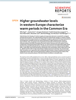 Higher Groundwater Levels in Western Europe