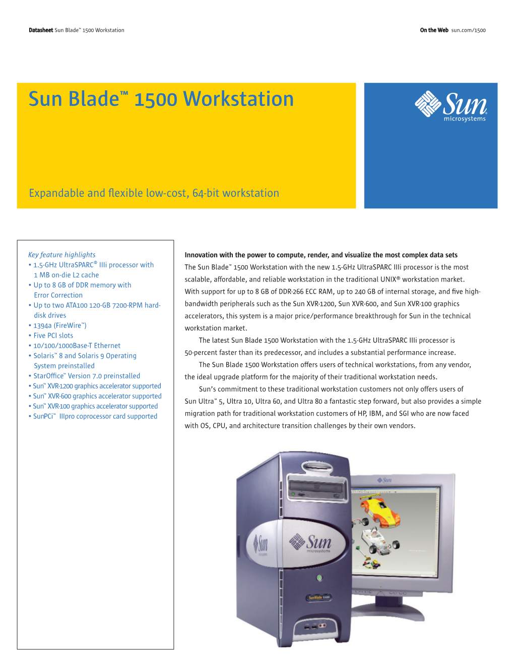 Sun Blade™ 1500 Workstation on the Web Sun.Com/1500