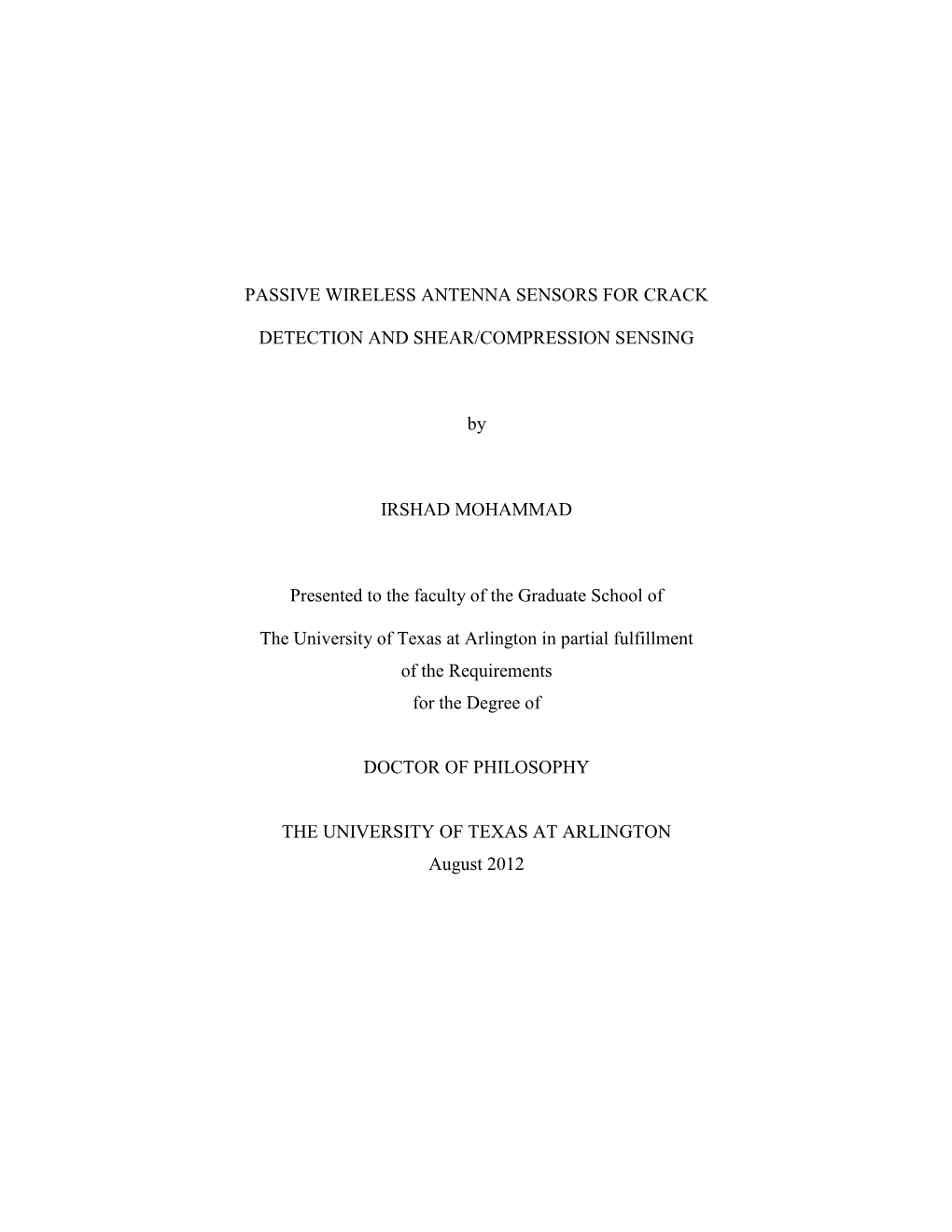 University of Texas at Arlington Dissertation Template