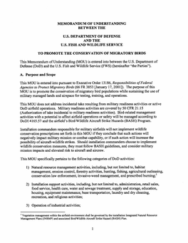 MOU Between the U.S. Dod and the USFWS
