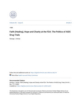 Faith (Healing), Hope and Charity at the FDA: the Politics of AIDS Drug Trials