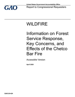 GAO-20-424, Accessible Version, WILDFIRE: Information on Forest