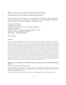 What Is New on Molecular Characteristics of Avian