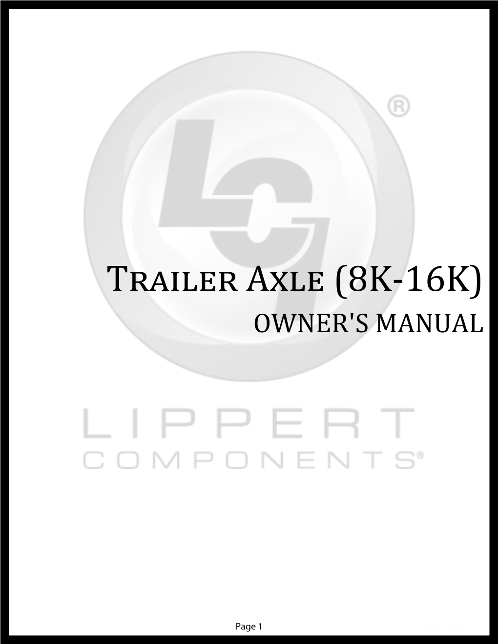 Trailer Axle (8K-16K) OWNER's MANUAL