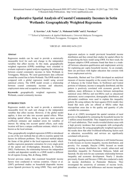 Explorative Spatial Analysis of Coastal Community Incomes in Setiu Wetlands: Geographically Weighted Regression