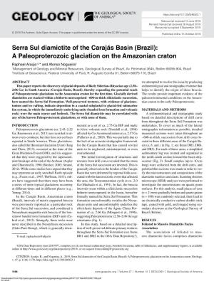 Serra Sul Diamictite of the Carajás Basin (Brazil): a Paleoproterozoic