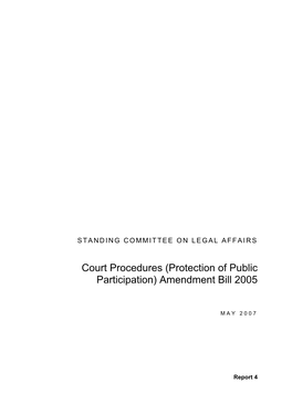 Court Procedures (Protection of Public Participation) Amendment Bill 2005