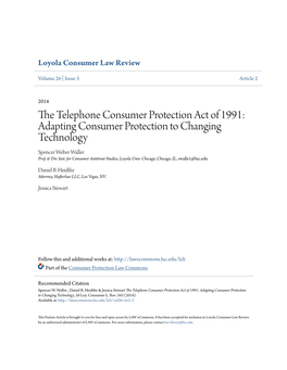 The Telephone Consumer Protection Act of 1991: Adapting Consumer Protection to Changing Technology, 26 Loy