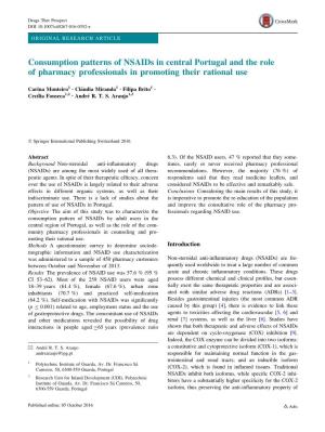 Consumption Patterns of Nsaids in Central Portugal and the Role of Pharmacy Professionals in Promoting Their Rational Use