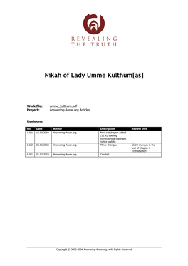 Nikah of Lady Umme Kulthum[As]