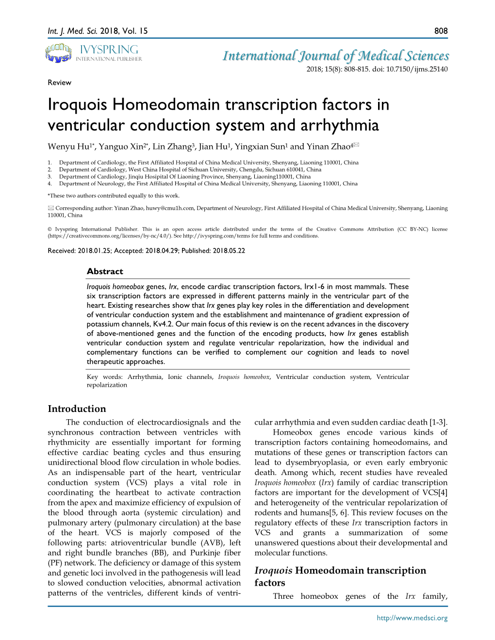 Iroquois Homeodomain Transcription Factors in Ventricular Conduction System and Arrhythmia