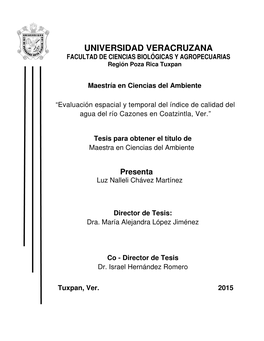 Evaluación Espacial Y Temporal Del Índice De Calidad Del Agua En