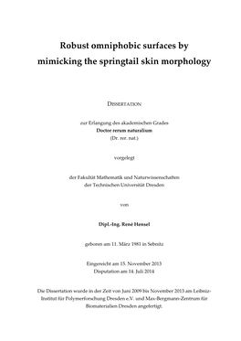 Robust Omniphobic Surfaces by Mimicking the Springtail Skin Morphology