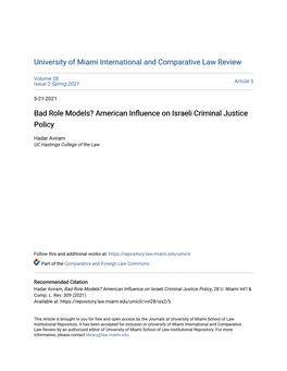 Bad Role Models? American Influence on Israeli Criminal Justice Policy