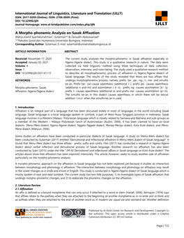 A Morpho-Phonemic Analysis on Sasak Affixation