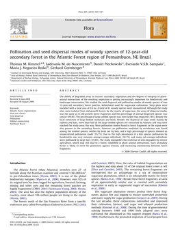 Pollination and Seed Dispersal Modes of Woody Species of 12-Year-Old Secondary Forest in the Atlantic Forest Region of Pernambuco, NE Brazil