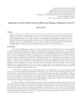 Adjusting to the New World: a Study of Bhutanese Refugees' Adaptation