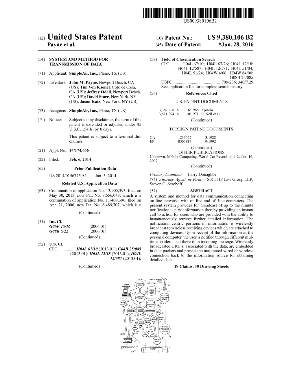 (12) United States Patent (10) Patent No.: US 9,380,106 B2 Payne Et Al