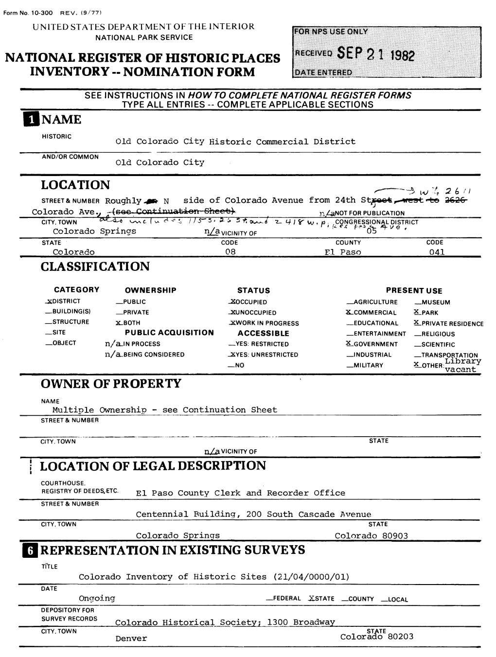 National Register of Historic Places Inventory - Nomination Form