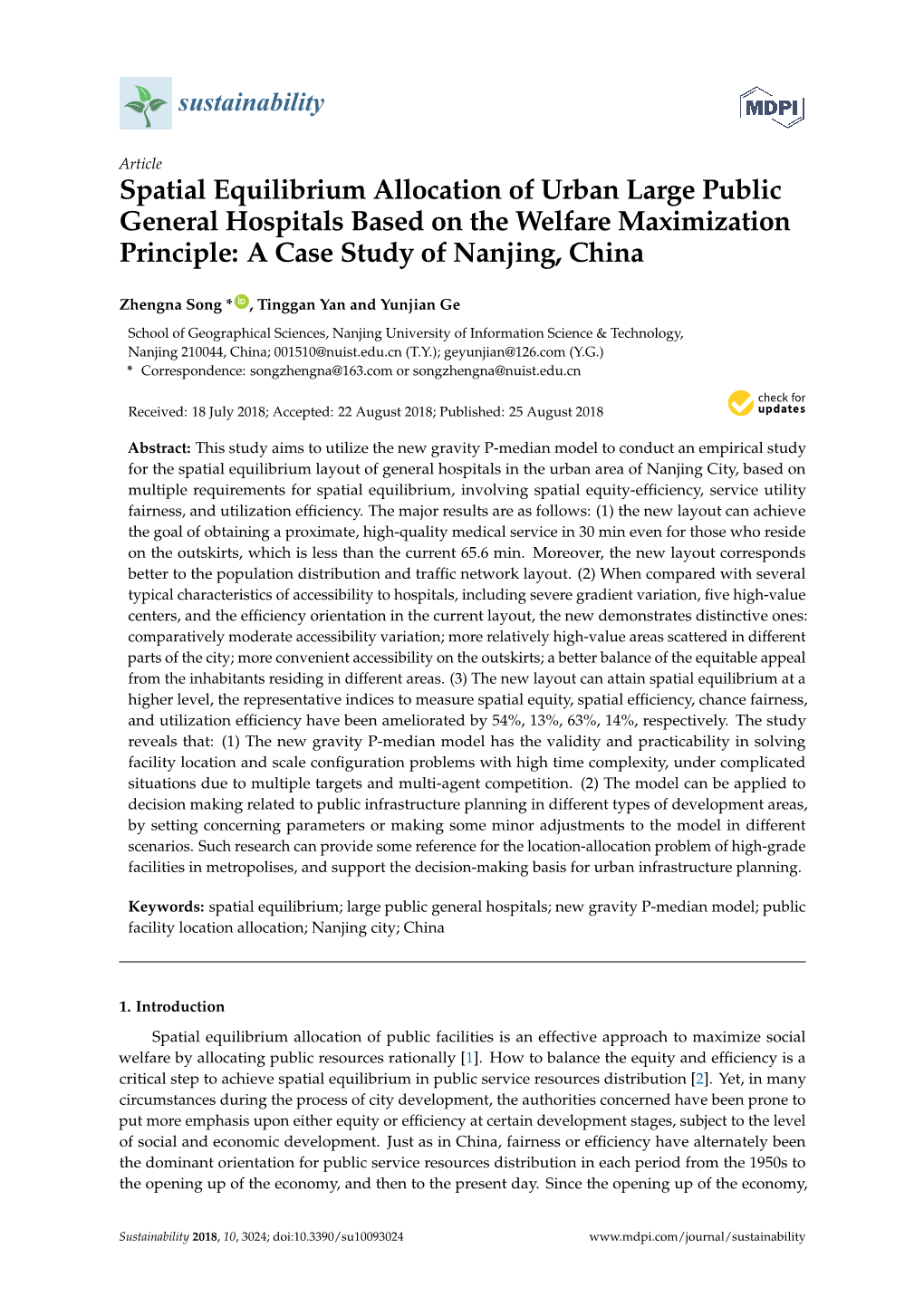 Spatial Equilibrium Allocation of Urban Large Public General Hospitals Based on the Welfare Maximization Principle: a Case Study of Nanjing, China