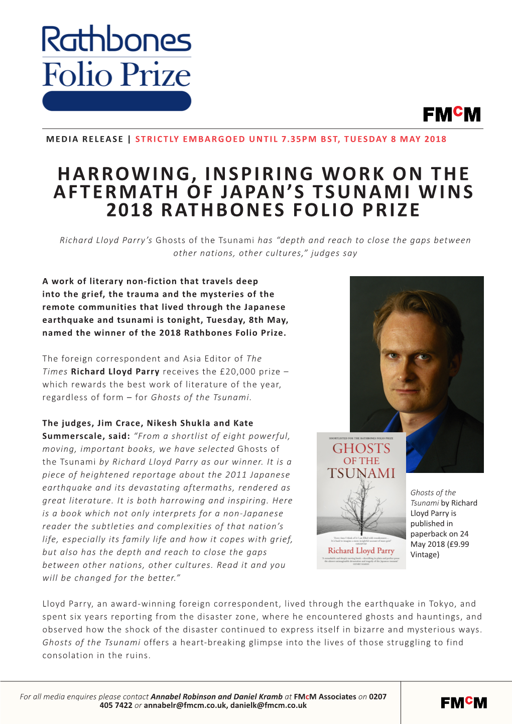 Harrowing, Inspiring Work on the Aftermath of Japan’S Tsunami Wins 2018 Rathbones Folio Prize