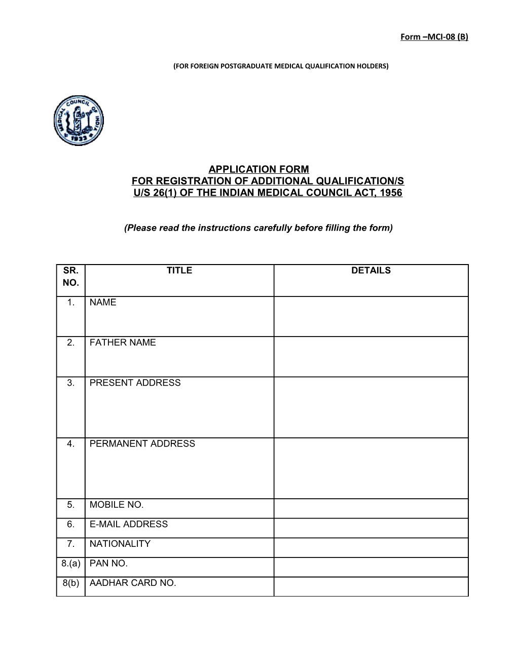 For Foreign Postgraduate Medical Qualification Holders