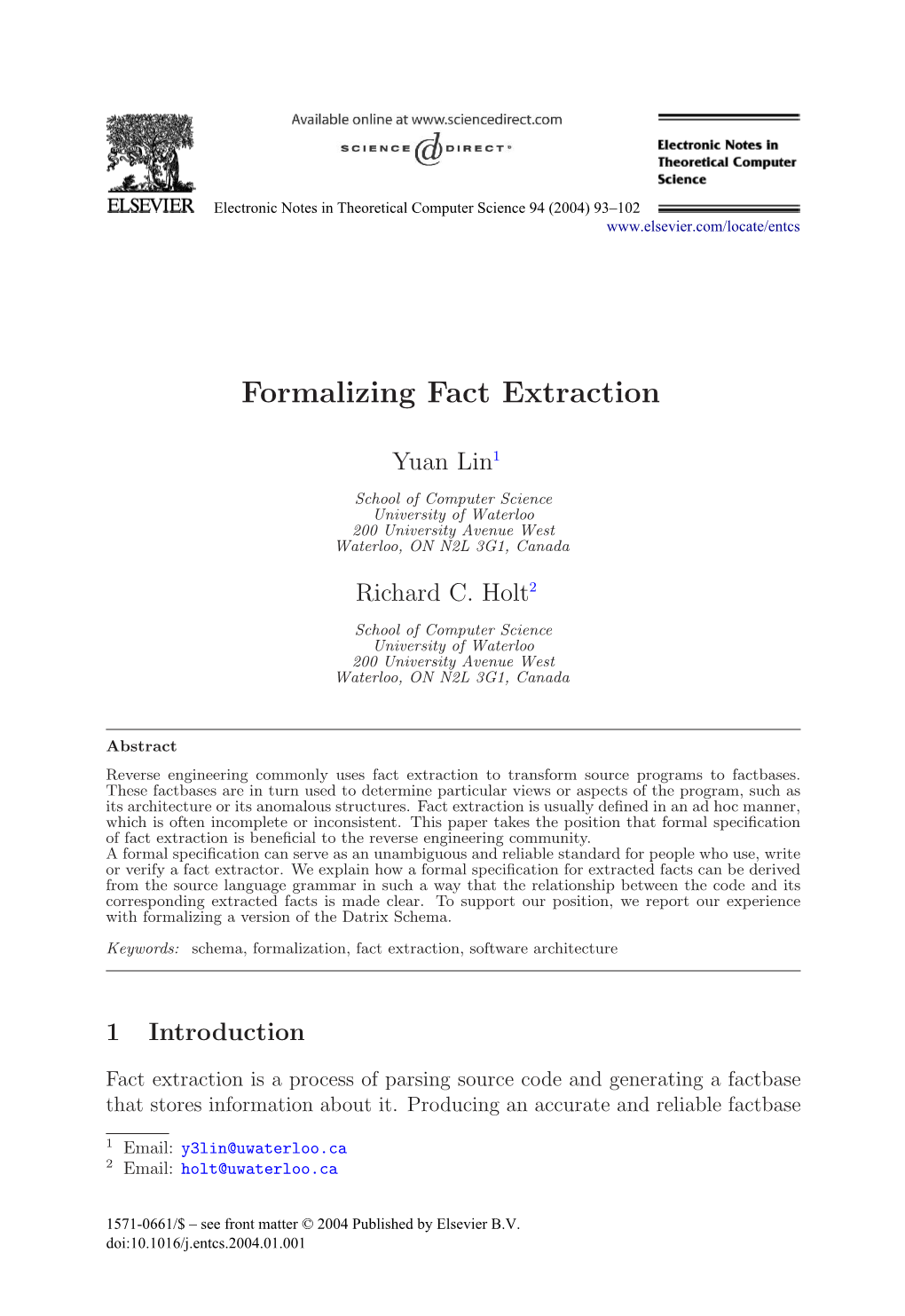 Formalizing Fact Extraction