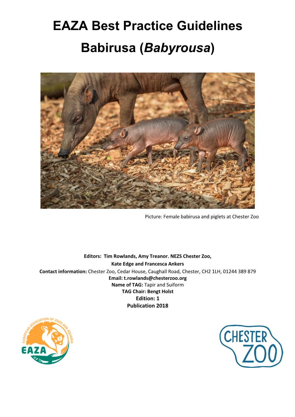 EAZA Best Practice Guidelines Babirusa (Babyrousa)