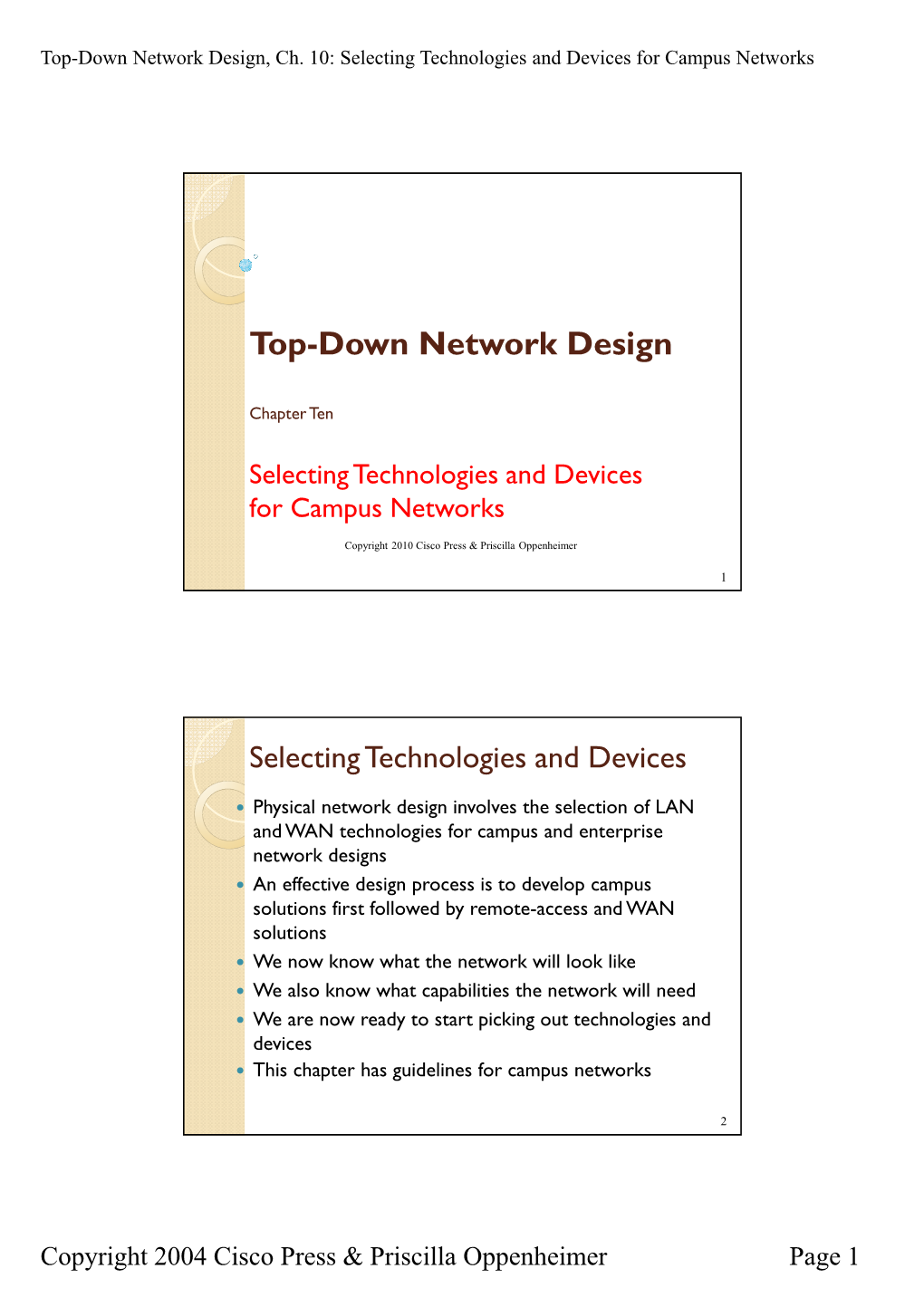Top-Down Network Design, Ch