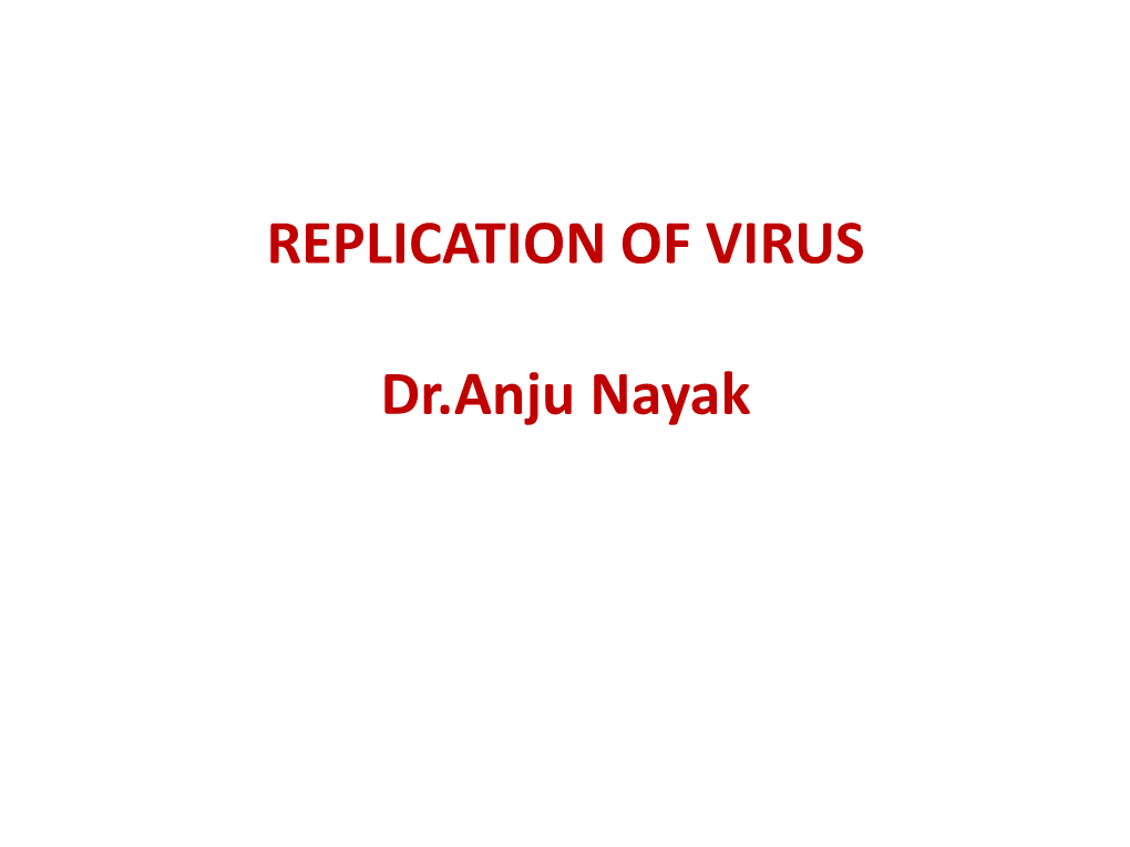 REPLICATION of VIRUS Dr.Anju Nayak