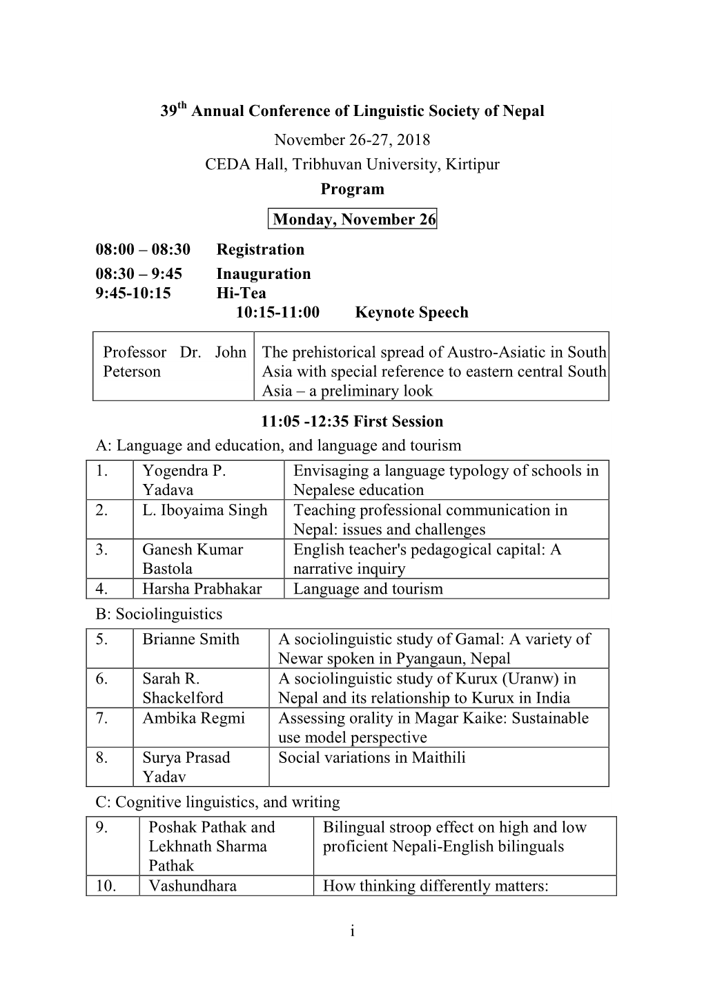 39Th Annual Conference of Linguistic Society of Nepal