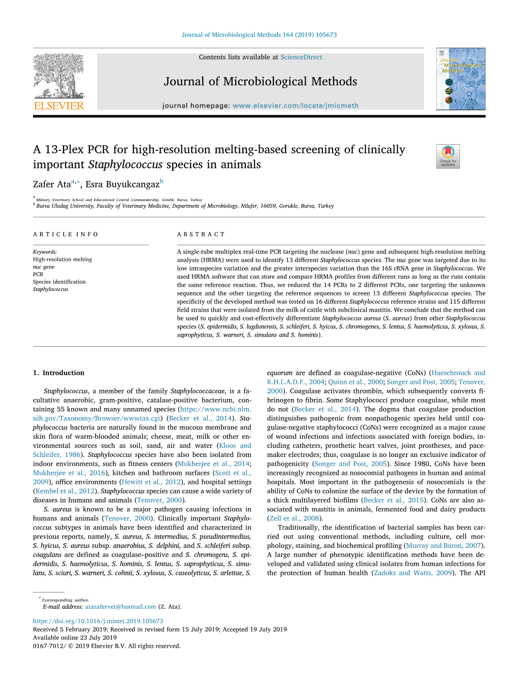 Journal of Microbiological Methods a 13-Plex PCR for High-Resolution